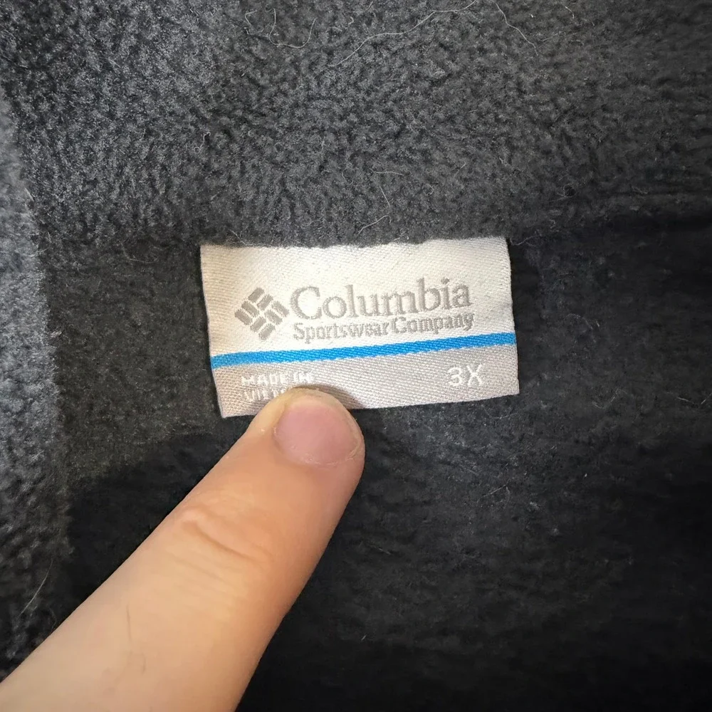Columbia Mens 3X Black Fleece Full Zip Jacket Mock Neck Outdoor Layering 8174